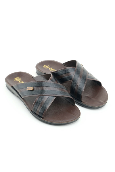 GEZER Erkek Yazlık PU Taban Suni Deri Rahat Taban Ev Bahçe Günlük Terlik