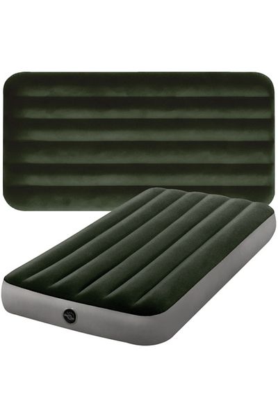Intex Intex inflatable mattress, 191x99x25 cm, Dura-Beam, 2 in 1 valve, velour, 136 kg, green/gray