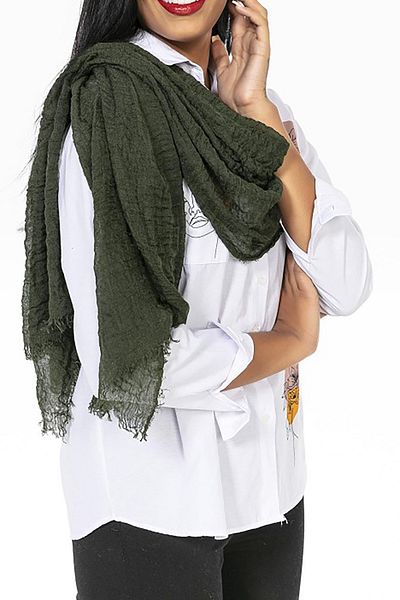 Neşeli Butik Women Khaki Muslin Fabric Shawl Pareo Nbmht02