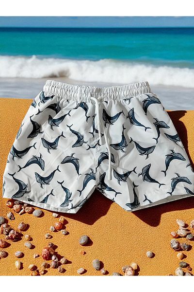 MİLAYS LİFE HOME COLLECTİON Pantaloni scurți pentru băieți, cu imprimeu colorat, cu șireturi, cu plasă de plasă în interior, pentru mare și piscină