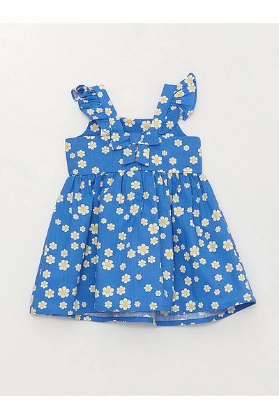 LC Waikiki Lcw Baby Blue Square Neck Patterned Baby Girl Dress