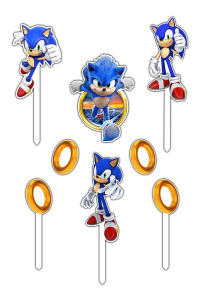Bloom Atelier Sonic M2 Cake Topper, Set of 8 Cake Accessories, Cake Decoration Accessories, Cake Decorations