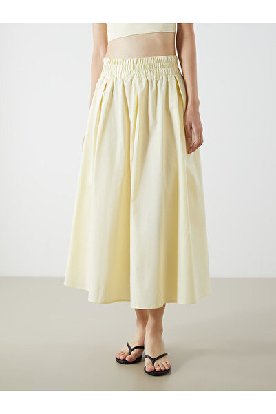 LC Waikiki XSIDE Sari Beli Lastikli Poplin Etek