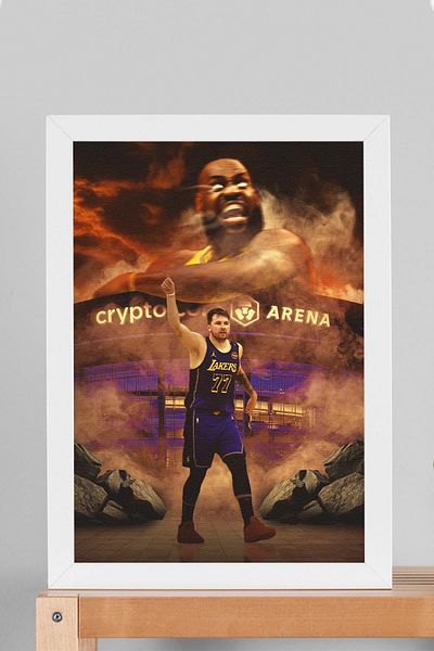 Saturn Luka Doncic Lebron James Framed Painting - Basketball Nba Poster Painting