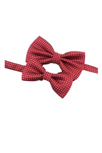 OEM Set of 2 Father-Son Bow Ties, Red with White Polka Dots