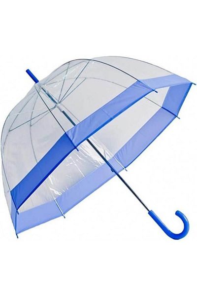 OEM Umbrelă transparentă în formă de cupolă cu margine albastră, 83 cm