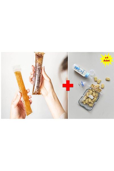PALPAK Disposable Ice Cream Bag 40 Pieces (5.5X22 cm) – 4 Heart Jar Bags Gift