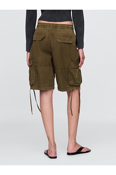 GAP Kadın Haki Kolay Kargo Uzun Şortlar