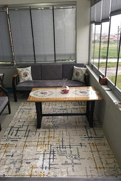 CENTER AVM Hardal Halı Balkon Halısı Makinede Yıkanabilir Kaymaz Taban Halı