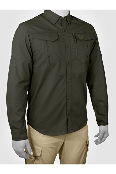Mudeir Gömlek Barlas Koyu Haki Taktik Tactical Outdoor Koruma Erkek Gömlek