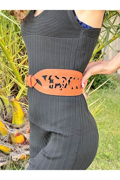Gönülden Tasarım Patterned Elastic Women's Belt 90 cm