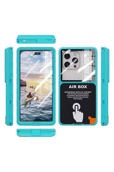 ShellBox Husă universală impermeabilă pentru telefon până la 6,9 inci, ShellBox AirBox IP68, albastră