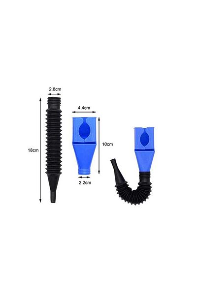 OEM Set of 2 fuel and oil filling funnels, flexible, plastic, black, blue