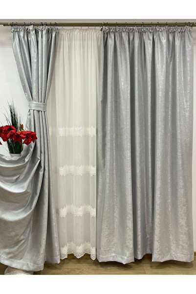 Liz Line Set of two blackout curtains, with drapery, various sizes and colors, from the "Monocrom" range by Liz Line