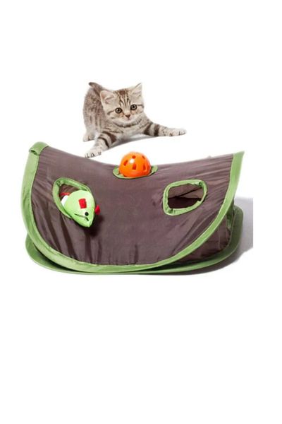 OEM Cat tunnel, Sunmostar, Polyester, 9 holes, Brown/Green