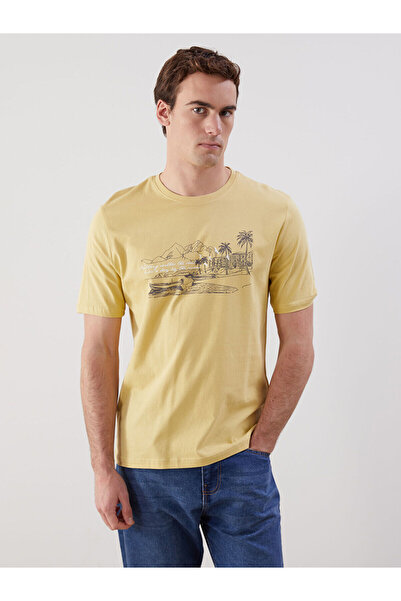 LC Waikiki Kurzärmliges, bedrucktes Herren-T-Shirt aus gekämmter Baumwolle mi...