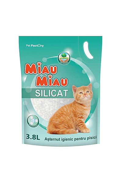 MIAU MIAU Υγιεινή άμμος υγιεινής για γάτες, πυριτικό άλας, 3,8 λίτρα