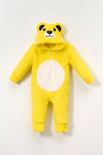 Teddy Pie Cute Teddy Bear Patterned Hooded Children's Jumpsuit