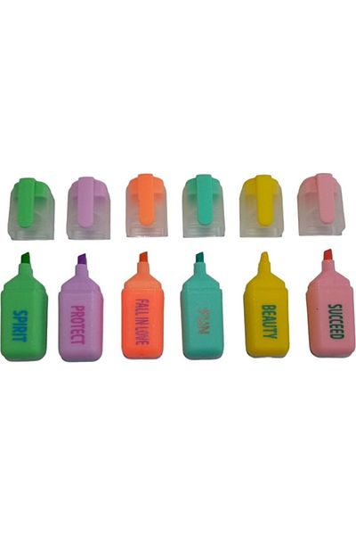 gaman Set of 6 Mini Highlighter Colorful Pens - Set with Transparent Zipper Bag