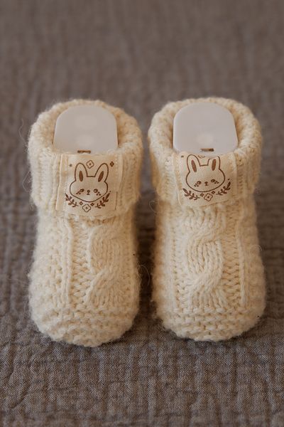 Nipperland Knitted Baby Booties Anti Allergic Baby Socks Booties Cream