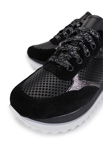 Tamer Tanca Kadın Hakiki Deri Siyah Süet Sneakers & Spor Ayakkabı