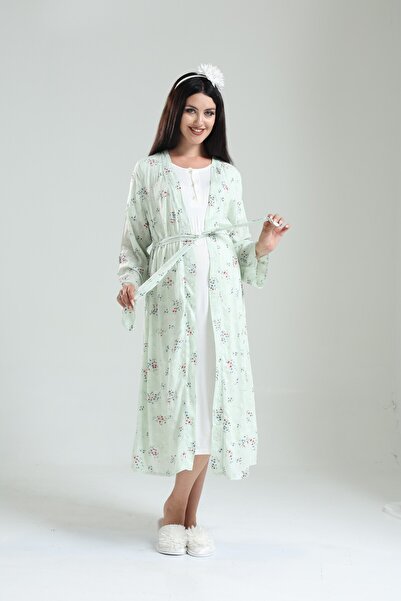 Yulem Homewear Set de cămașă de noapte pentru maternitate din bumbac cu model...