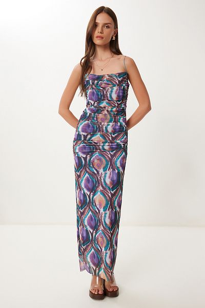 Lovelyİstanbul Draped Strap Saran Stretchy Tulle Dress