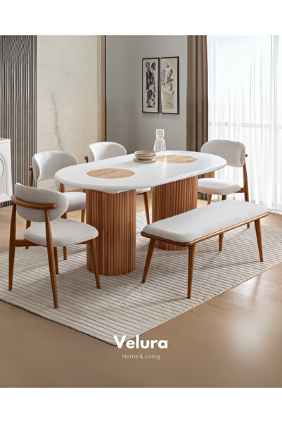Velura Home & Living Lotus Yemek Odası Takımı (Yemek Masası + 4 Adet Sandalye)
