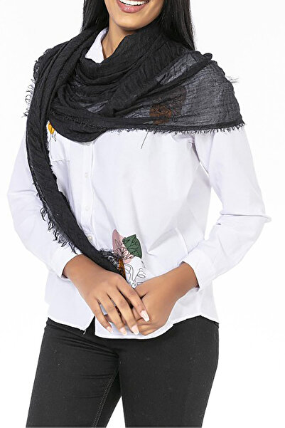 Neşeli Butik Women Black Muslin Fabric Shawl Pareo Nbmht02