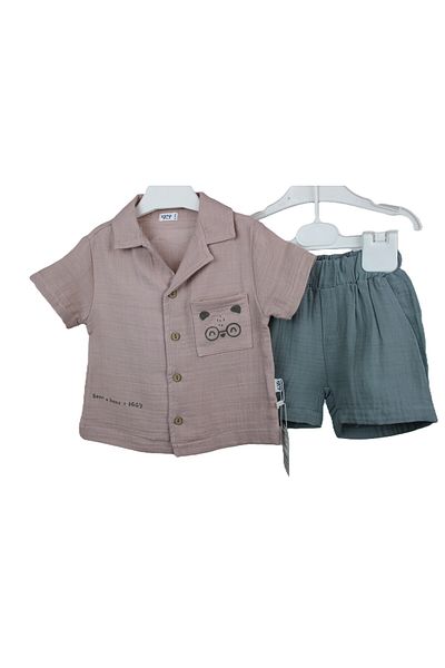 Bebezade Unisex Linen Shirt Shorts Baby Set