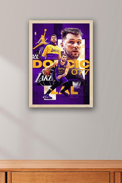 Saturn Luka Doncic Framed Painting - Basketball Nba Poster Painting