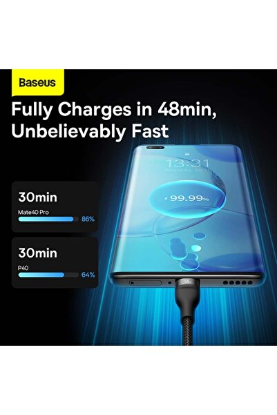 Baseus 3in1 USB to Type-C Charging / Data Cable, Lightning, Micro-USB, 66W, 1.2m, Flash Series 2, Black