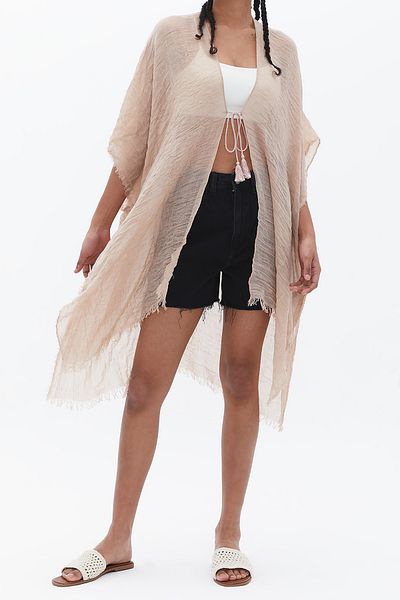 Neşeli Butik Women's Beige Muslin Fabric Pareo Nbmht01