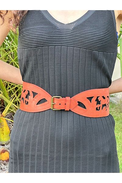 Gönülden Tasarım Patterned Elastic Women's Belt 90 cm