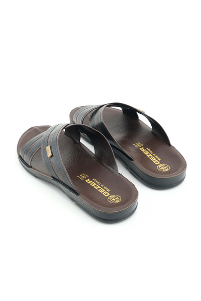 GEZER Erkek Yazlık PU Taban Suni Deri Rahat Taban Ev Bahçe Günlük Terlik