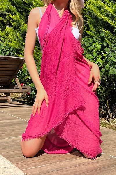Neşeli Butik Women's Fuchsia Muslin Fabric Shawl Pareo Nbmht02