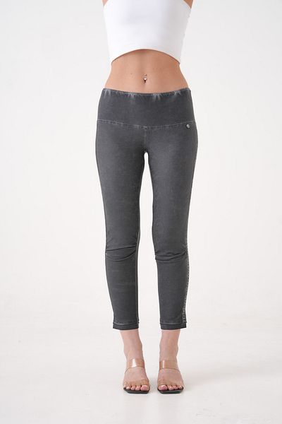 MAMAYAGA Women's Elastic Waist Side Stone Detailed Low Waist Large Size Curve Daily Sports Stylish Leggings