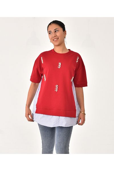 Pollux Women's Shirt and Stone Detail T-Shirt