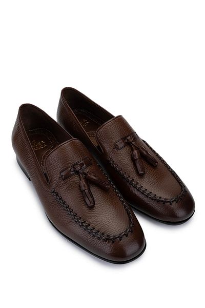 Tamer Tanca Men's Genuine Leather Tan Classic Shoes