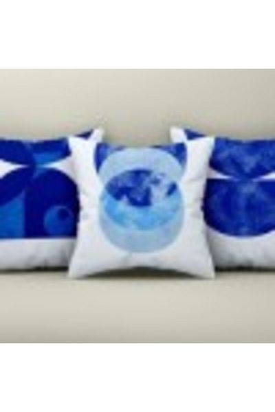 Lenjerii Deosebite Set 3 fețe de pernă decorative 43x43cm, Design Abstract Albastru