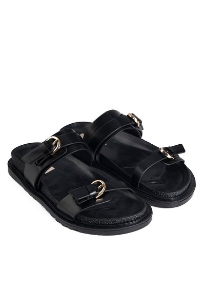 Mulini "Stylish Buckle Leather Women's Slippers - Soft Sole Suitable for Daily Use"