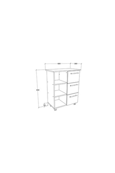 haaus.ro Loma Mobile Cabinet, 3 Drawers, 3 Shelves, White, 64 x 35 x 85 cm
