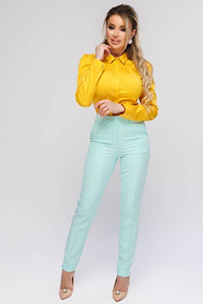 Atmosphere Fashion Pantaloni conici cu aspect de mentă