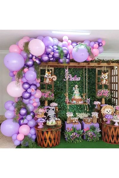 Baloane Vesele Pink Purple Balloons Arcade, Baptism, Events 125 Pieces ARC88