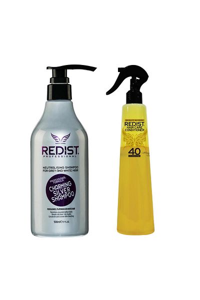 Redist Silver Redist Tinted Shampoo 500 ml and Miracle Oils 40 Overdose Biphasic Conditioner 400 ml Package
