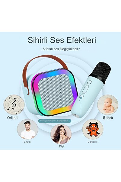 DigiMonster K12 Karaoke Makinesi – Taşınabilir Bluetooth Hoparlörlü Eğlence Deneyimi Tek Kablosuz Mikrofon
