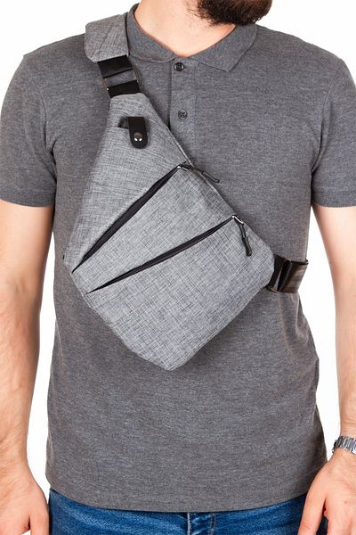 Newish Polo Saddlebag Linen Fabric Cross Chest and Shoulder Bag - Gray
