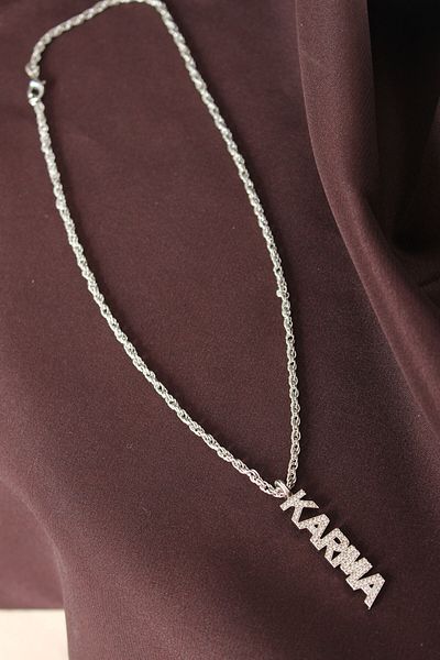 SeyCey.co Silver Colored Zircon Stone Mixed Lettering Necklace