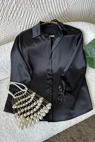 Poliyance Serra Black Satin Shirt