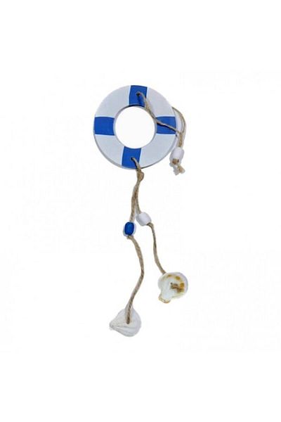 OEM Decorațiune de perete din lemn, colac de salvare cu sistem de agățare, temă marină, 43 cm